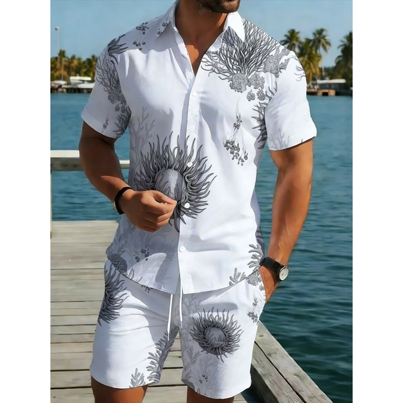 Resort Shirt Floral - Ensemble chemise et short hawaïen à