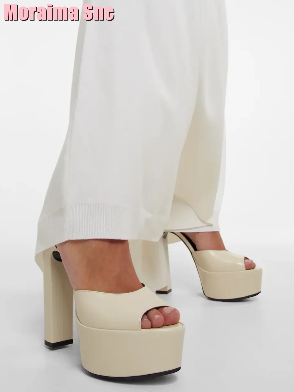 Casual Sandal Leather - Peep Parker-Sandales à plateforme en cuir