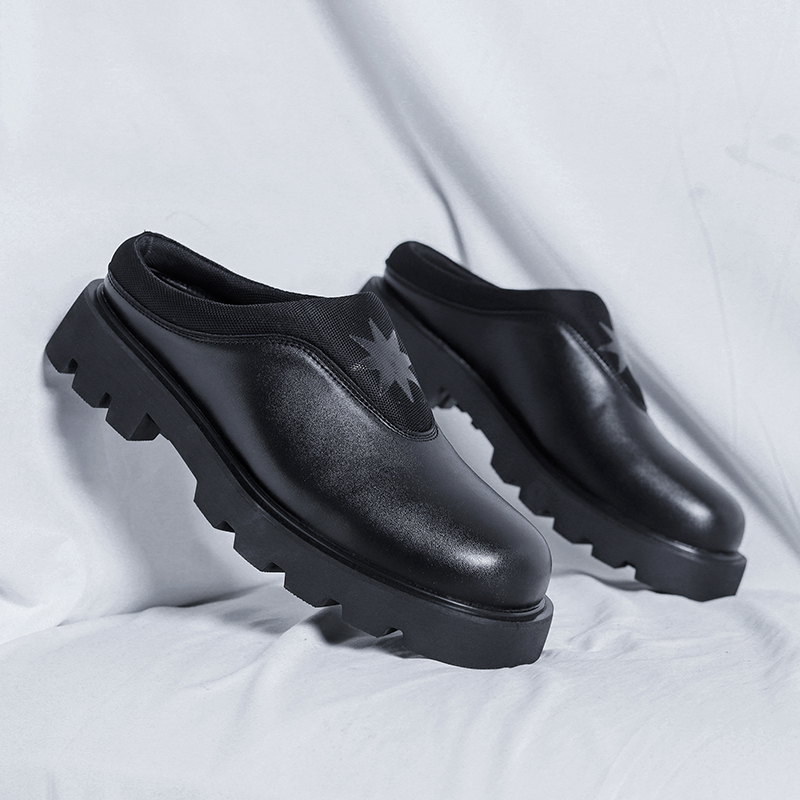 Flip Flop Leather Men - Demi-chaussures à plateforme pour hommes, Mules