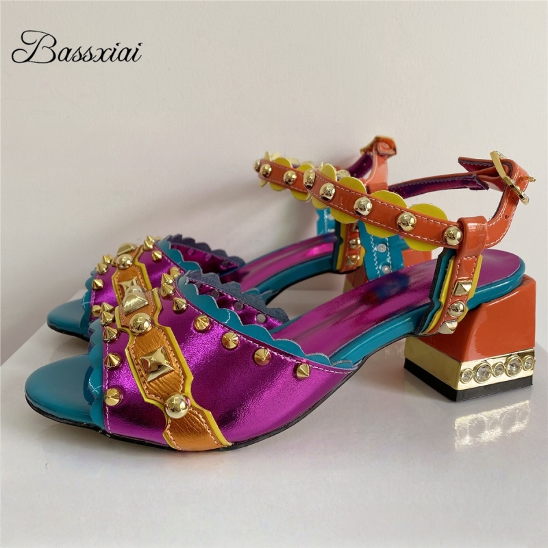 Casual Sandal Leather - Sandales de Luxe à Rivets et