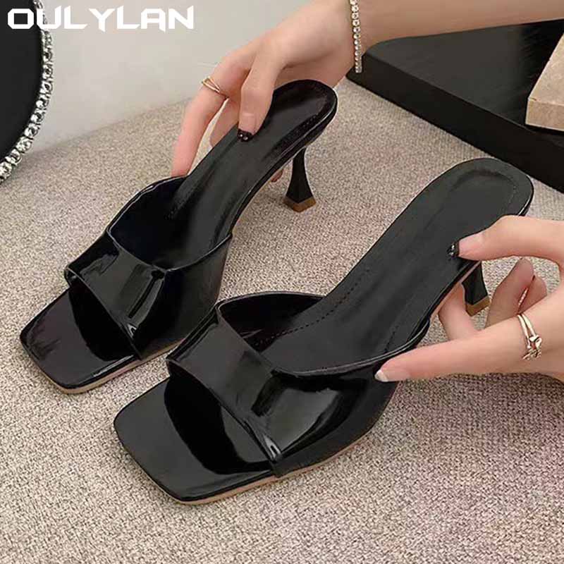 Casual Sandal Leather - Pantoufles d'été en cuir laqué pour