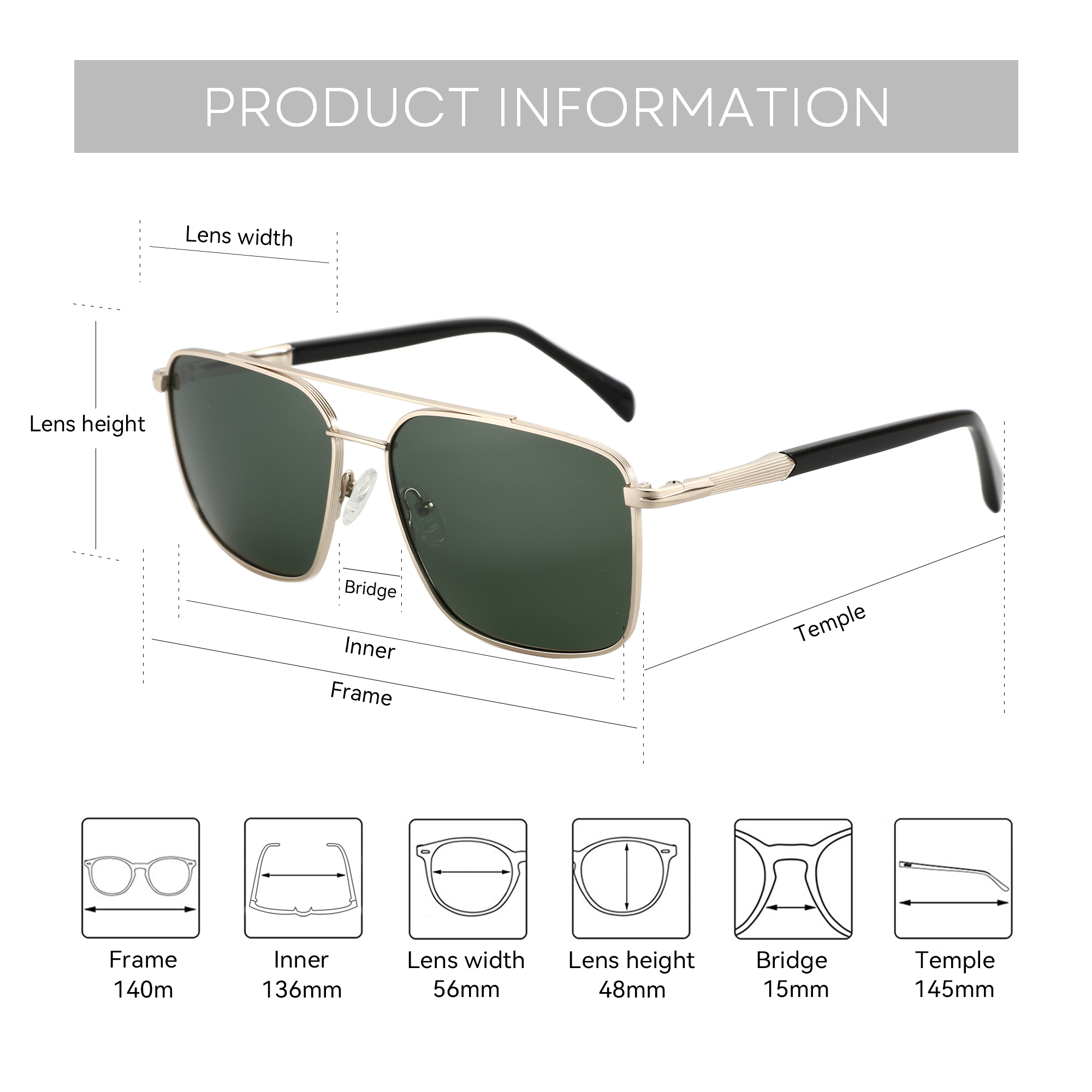 BLUEMOKY L taille mode métal a - Sunglasses Aviator Polarized avis et prix