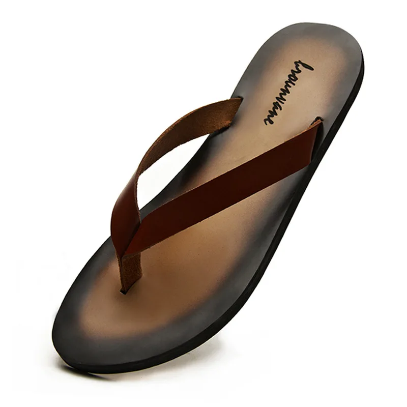 Classique en cuir véritable ho - Flip Flop Leather Men avis et prix