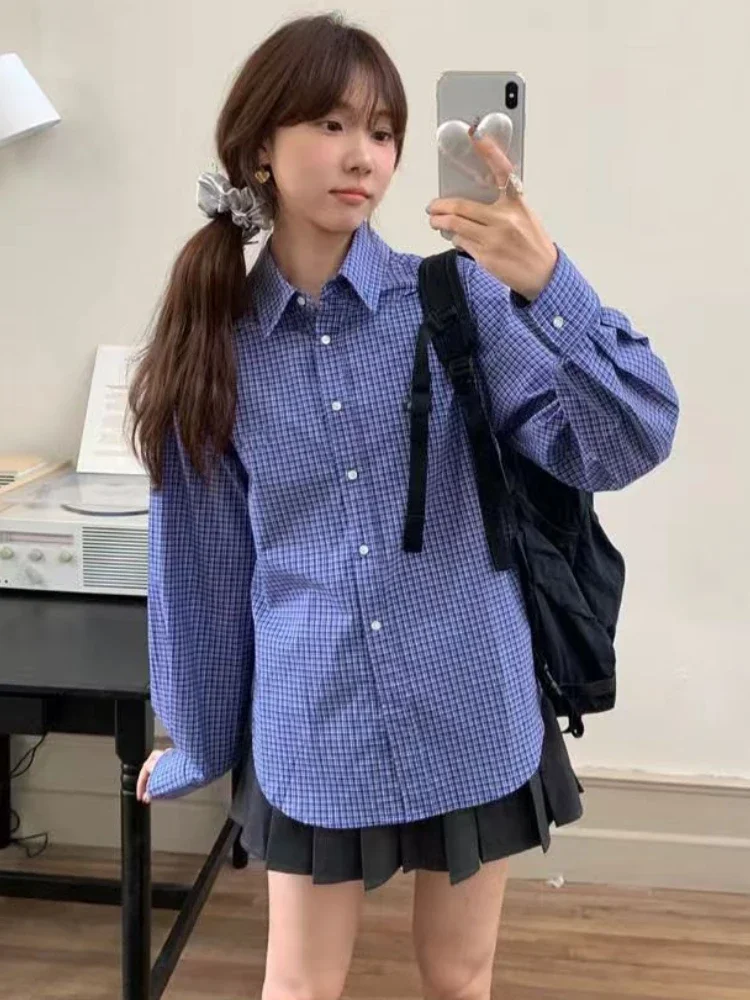 Chemises à carreaux bleues Vin - Shirt Camp Collar avis et prix